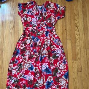 Red tropical dress